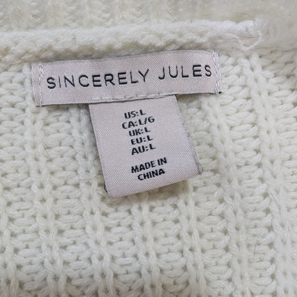 Colorblock Sweater - Cream, Purple, Yellow Crop Women's Large Grandmacore - Picture 3 of 11
